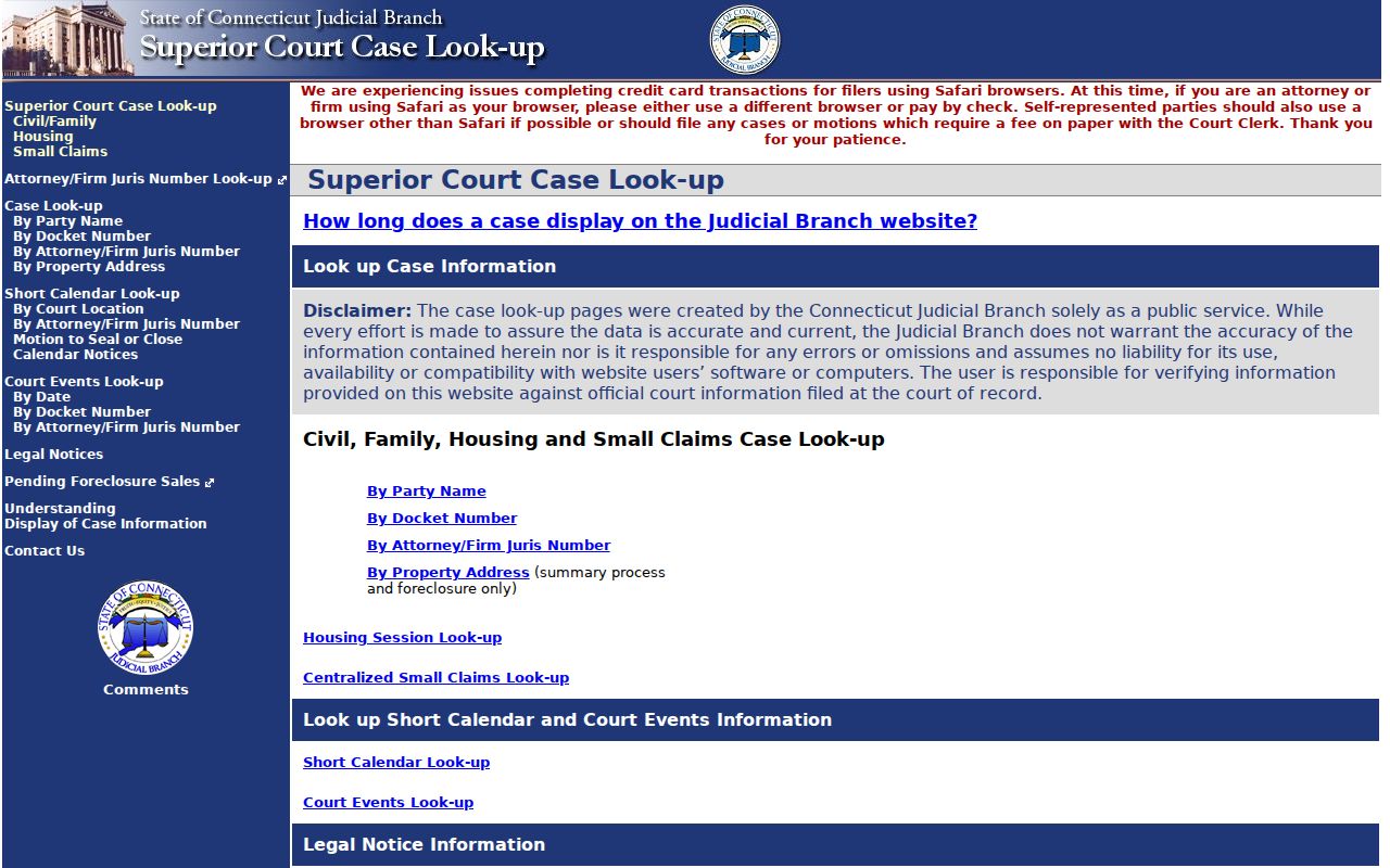 Westport residents directory Connecticut civil court inquiry